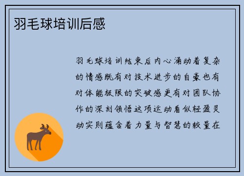 羽毛球培训后感